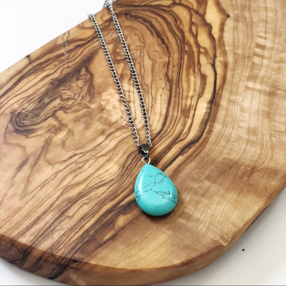 Dainty Turquoise Silver Pendant Necklace